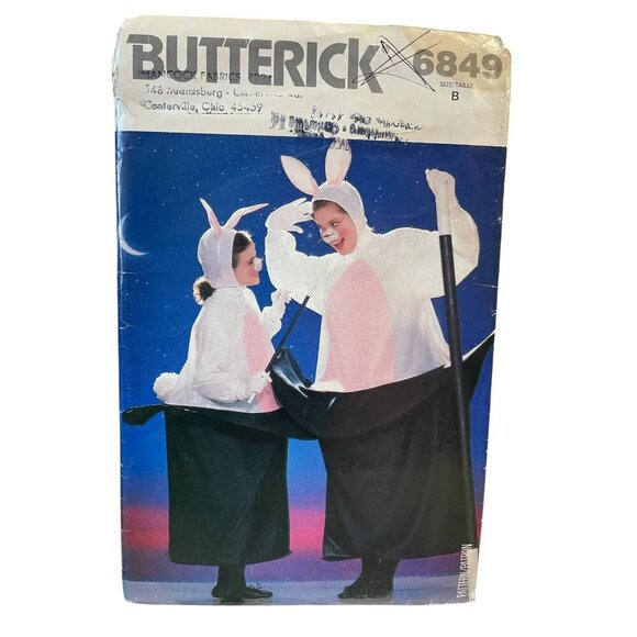 Butterick 6849 Bunny Rabbit Costume Sewing Pattern Size Child One Size - Picture 1 of 2
